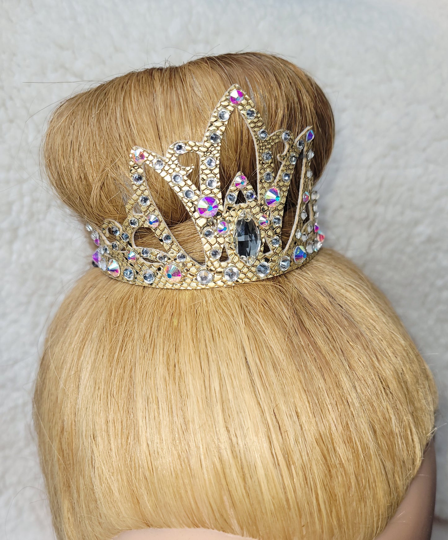 Rhythmic Gymnastics - Gold Bun Crown - "Royal" - Crystal Rhinestones and AB Crystal