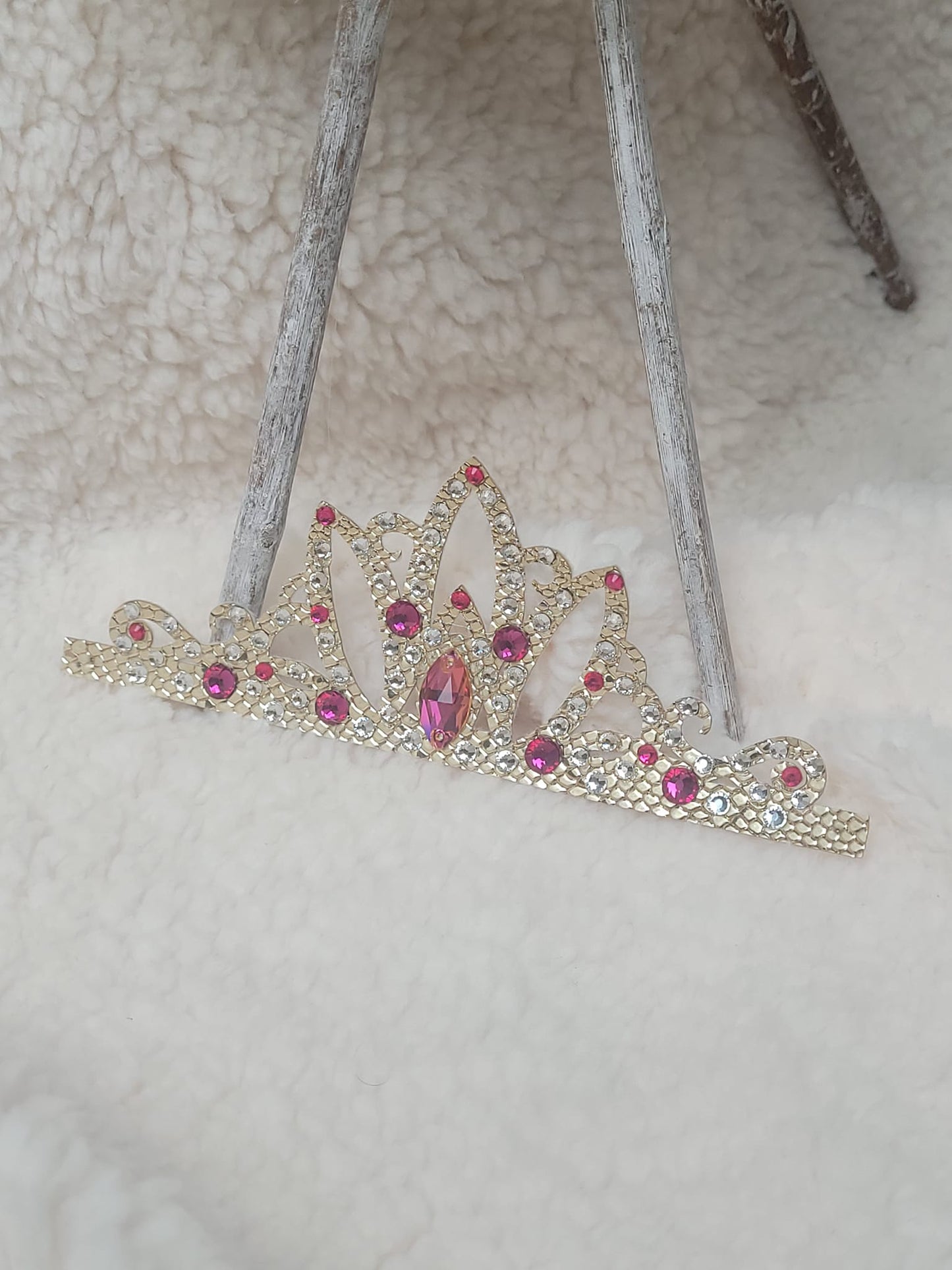 Gymnastique Rythmique - Couronne à chignon doré - "Royal" - Fushia et Cristal