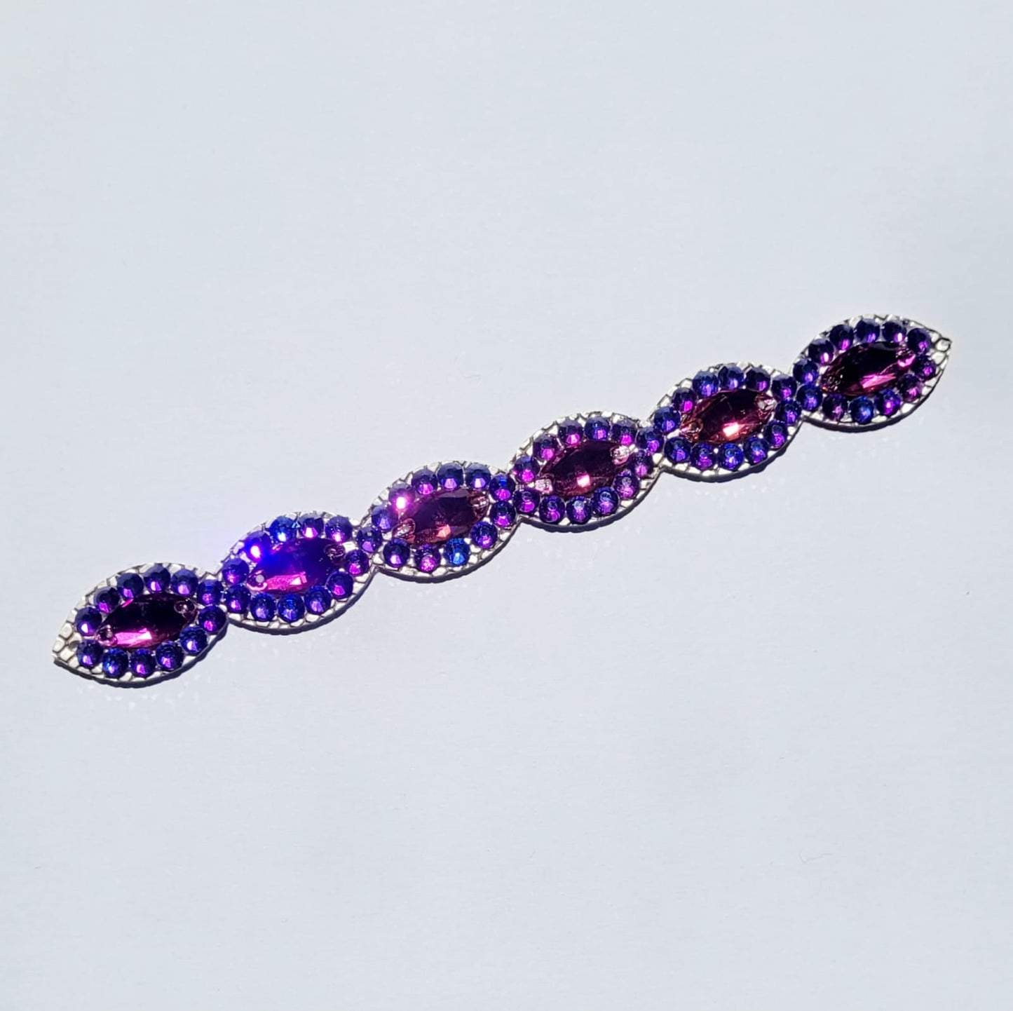 Gymnastique Rythmique - Couronne à chignon doré - "torsade 2 " - Strass Fuchsia et purple velvet AB