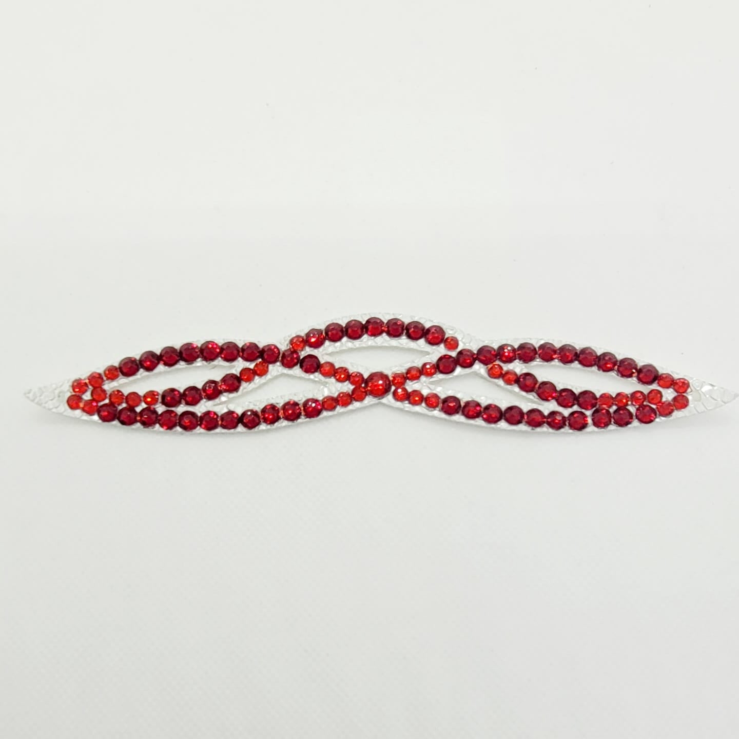 Gymnastique Rythmique - Couronne à chignon argenté - "Elfique" - Strass Rouge Siam