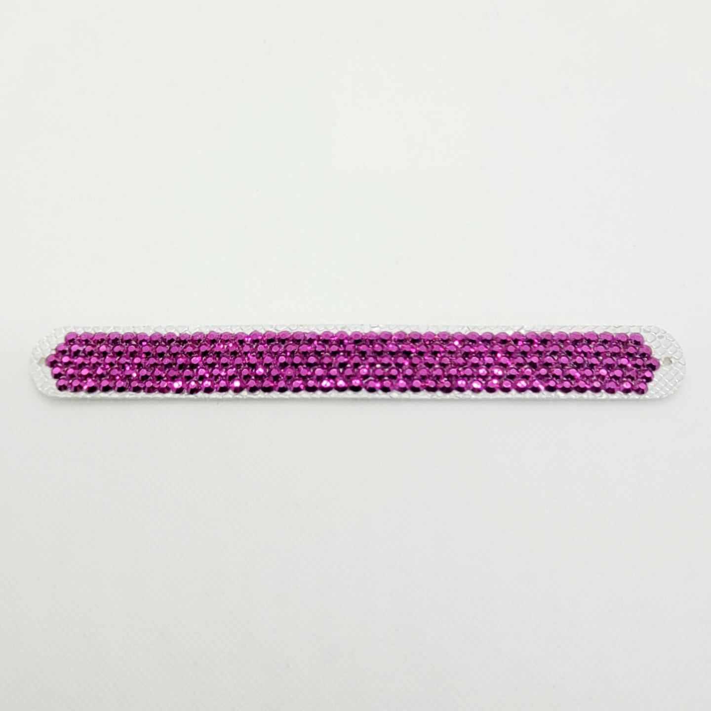 Gymnastique Rythmique - Couronne à chignon argenté - "Bandeau" - Strass Fuchsia metallic