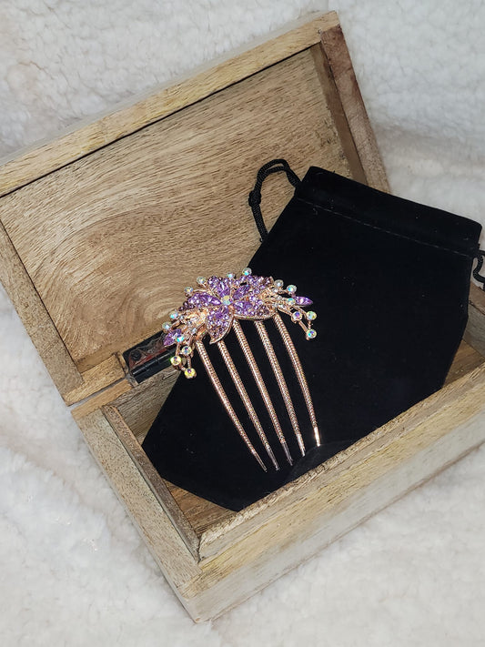 Gymnastique Rythmique - Peigne à chignon en strass - Fleurs de cristal