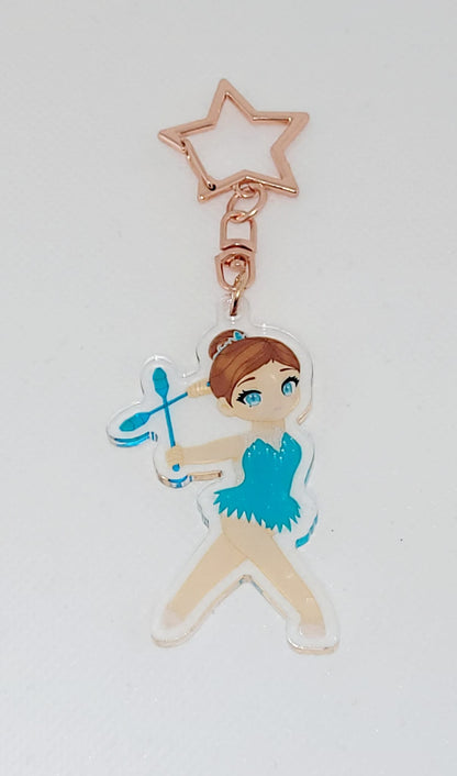 Porte-clés Acrylique -   Attache étoile - Gymnastique  Rythmique - Massues