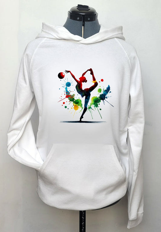 Sweat enfant mi-saison – Blanc – Gymnastique Rythmique aquarelle - Ballon