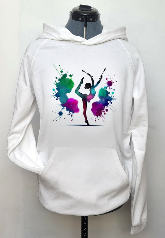 Sweat enfant mi-saison – Blanc – Gymnastique Rythmique aquarelle - Massues