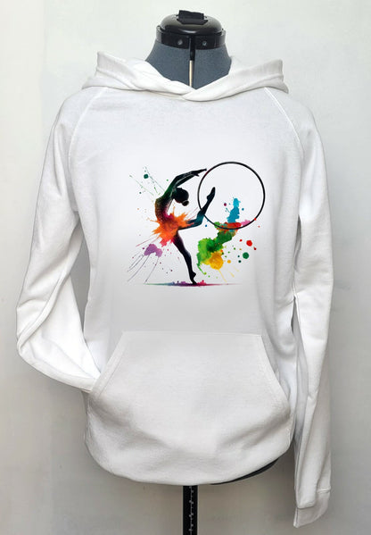 Sweat enfant mi-saison – Blanc – Gymnastique Rythmique aquarelle - Cerceau