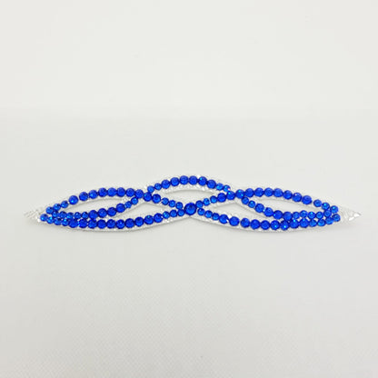 Gymnastique Rythmique - Couronne à chignon argenté - "Elfique" - Strass Bleu Saphir