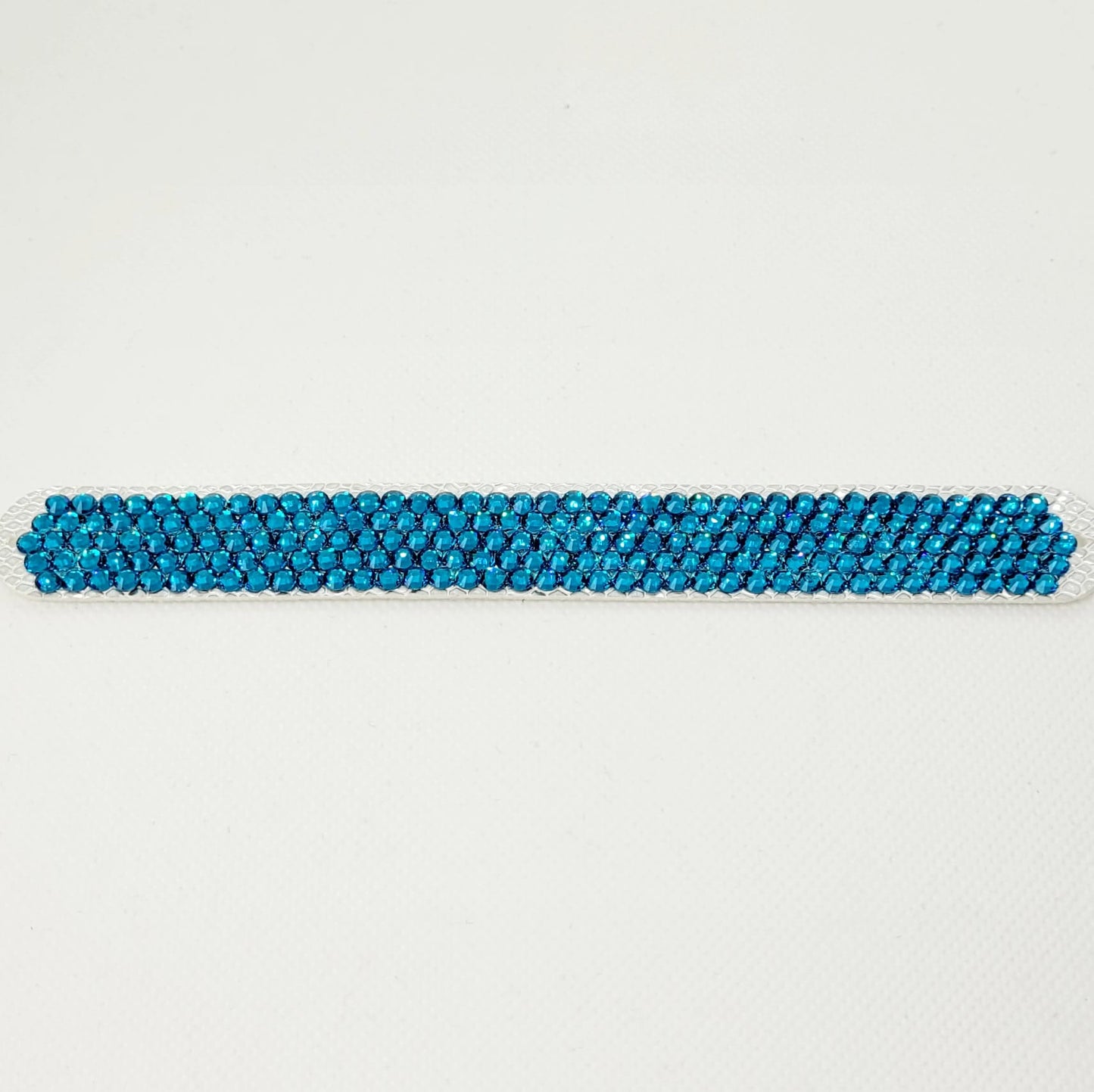 Gymnastique Rythmique - Couronne à chignon argenté - "Bandeau" - Strass Bleu Zircon