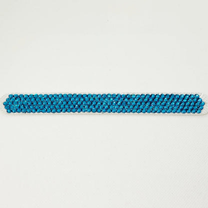 Gymnastique Rythmique - Couronne à chignon argenté - "Bandeau" - Strass Bleu Zircon