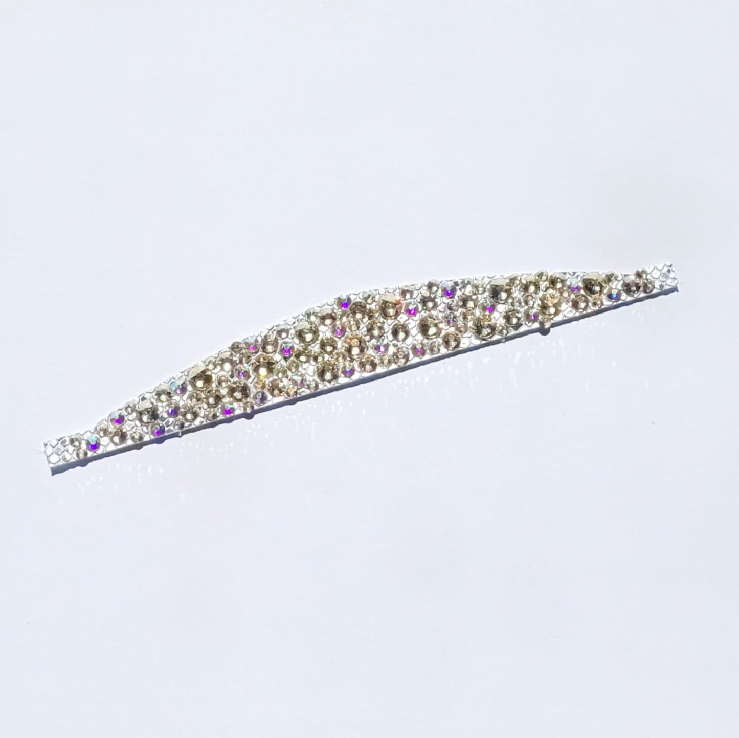 Gymnastique Rythmique - Couronne à chignon argent - "torsade 2 " - Strass Aurore Boréale et Metallic Sunshine