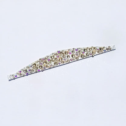 Gymnastique Rythmique - Couronne à chignon argent - "torsade 2 " - Strass Aurore Boréale et Metallic Sunshine