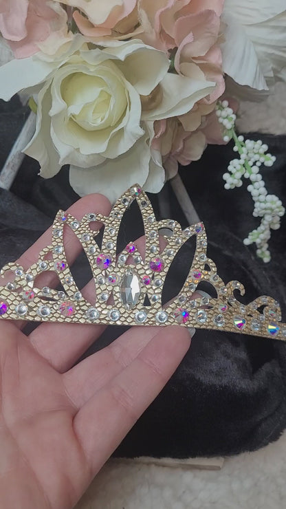Rhythmic Gymnastics - Gold Bun Crown - "Royal" - Crystal Rhinestones and AB Crystal